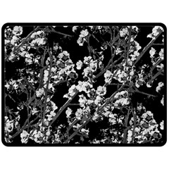 Fleurs De Cerisier Noir & Blanc Double Sided Fleece Blanket (large)  by kcreatif