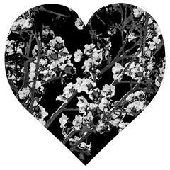 Fleurs De Cerisier Noir & Blanc Wooden Puzzle Heart by kcreatif