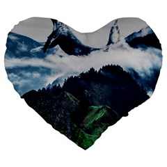Whales Peak Large 19  Premium Flano Heart Shape Cushions by goljakoff