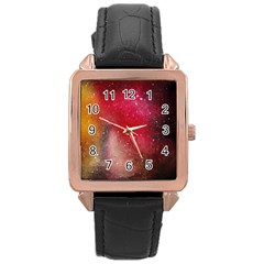 Red And Yellow Drops Rose Gold Leather Watch  by goljakoff