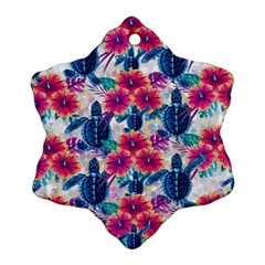 Tropical Flowers Turtles Cbdoilprincess 9a8efa63-1b6b-4226-a85c-858859e581d8 Snowflake Ornament (two Sides)