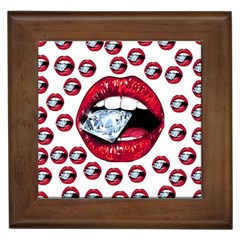 Lips Diamonds Cbdoilprincess  Df7357df-b45a-476d-b5b0-d19665f6de3f Framed Tile by CBDOilPrincess1