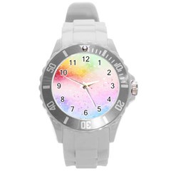 Rainbow Paint Round Plastic Sport Watch (l) by goljakoff