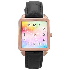 Rainbow Paint Rose Gold Leather Watch  by goljakoff