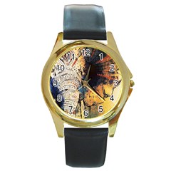 Elephant Mandala Round Gold Metal Watch by goljakoff