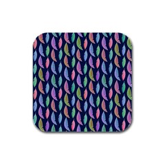 Watercolor Feathers Rubber Square Coaster (4 Pack)  by SychEva