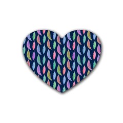 Watercolor Feathers Rubber Coaster (heart)  by SychEva