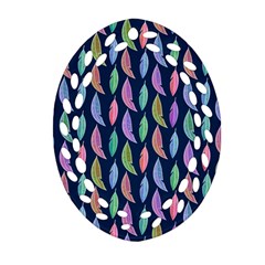 Watercolor Feathers Oval Filigree Ornament (two Sides) by SychEva