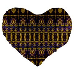 Fancy Ornate Pattern Mosaic Print Large 19  Premium Flano Heart Shape Cushions by dflcprintsclothing