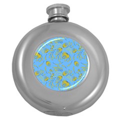 Folk Floral Pattern  Abstract Flowers Print  Seamless Pattern Round Hip Flask (5 Oz) by Eskimos