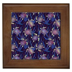 Turtles Swim In The Water Among The Plants Framed Tile by SychEva