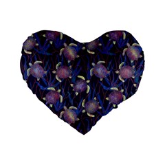 Turtles Swim In The Water Among The Plants Standard 16  Premium Flano Heart Shape Cushions by SychEva