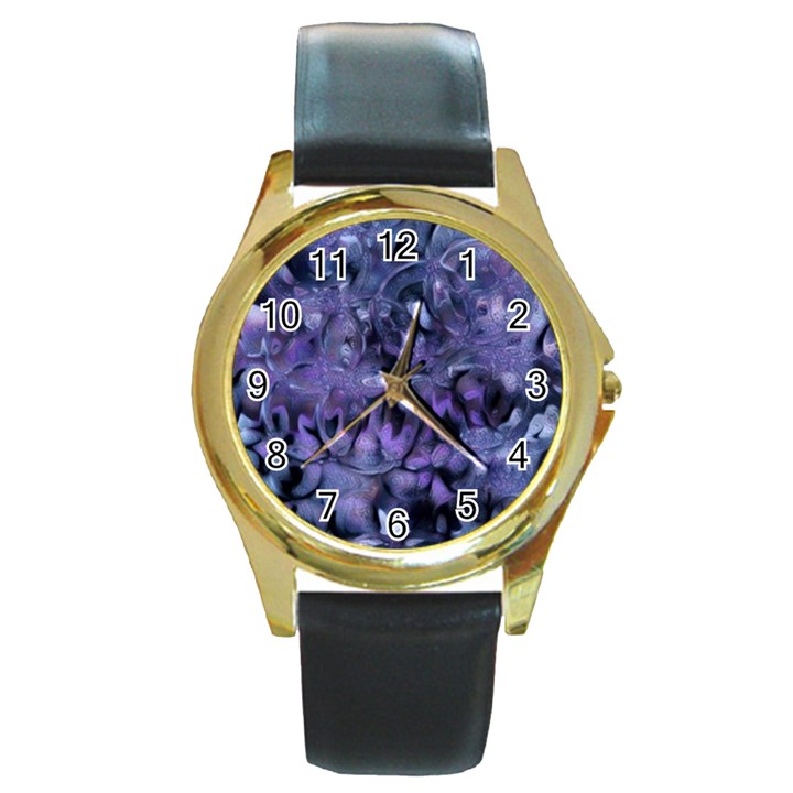 Carbonated Lilacs Round Gold Metal Watch