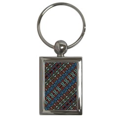 Multicolored Mosaic Print Pattern Key Chain (rectangle)