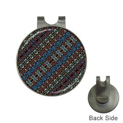 Multicolored Mosaic Print Pattern Hat Clips With Golf Markers by dflcprintsclothing