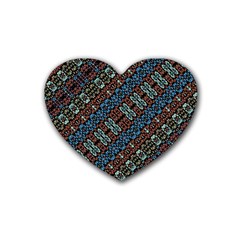 Multicolored Mosaic Print Pattern Heart Coaster (4 Pack)  by dflcprintsclothing