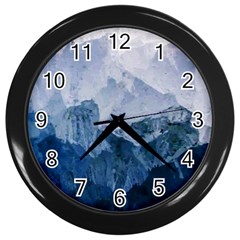 Blue Ice Mountain Wall Clock (black) by goljakoff