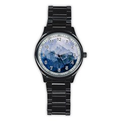 Blue Ice Mountain Stainless Steel Round Watch by goljakoff