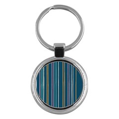 Multicolored Stripes On Blue Key Chain (round) by SychEva