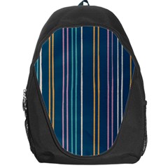 Multicolored Stripes On Blue Backpack Bag by SychEva
