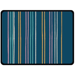 Multicolored Stripes On Blue Double Sided Fleece Blanket (large)  by SychEva