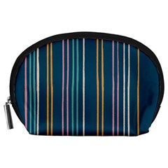 Multicolored Stripes On Blue Accessory Pouch (large) by SychEva