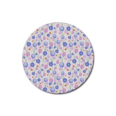 Watercolor Dandelions Rubber Round Coaster (4 pack) 