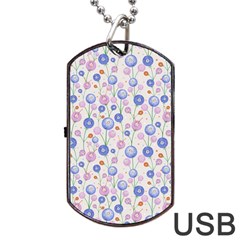 Watercolor Dandelions Dog Tag USB Flash (Two Sides)