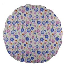 Watercolor Dandelions Large 18  Premium Flano Round Cushions