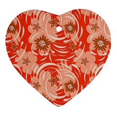 Folk Floral Pattern  Abstract Flowers Print  Seamless Pattern Heart Ornament (two Sides) by Eskimos