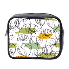 Flower Line Art Color Seamless Pattern Mini Toiletries Bag (two Sides) by Kizuneko