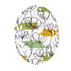Flower Line Art Color Seamless Pattern Ornament (oval Filigree) by Kizuneko