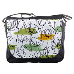 Flower Line Art Color Seamless Pattern Messenger Bag by Kizuneko