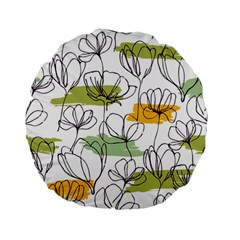 Flower Line Art Color Seamless Pattern Standard 15  Premium Flano Round Cushions by Kizuneko