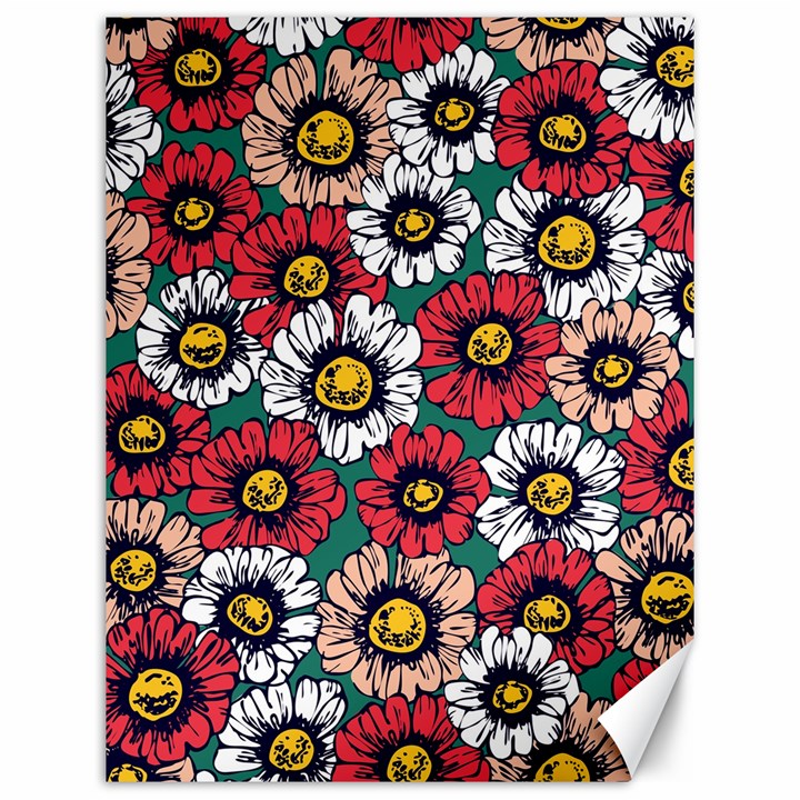 Daisy Colorfull Seamless Pattern Canvas 12  x 16 