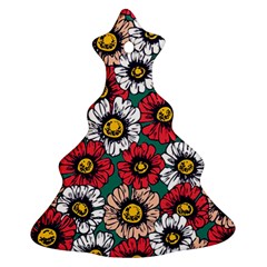 Daisy Colorfull Seamless Pattern Christmas Tree Ornament (two Sides) by Kizuneko