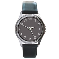 Carbon Grey Round Metal Watch by FabChoice