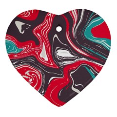 Red Vivid Marble Pattern 3 Ornament (heart) by goljakoff