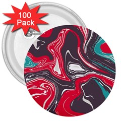 Red Vivid Marble Pattern 3 3  Buttons (100 Pack)  by goljakoff