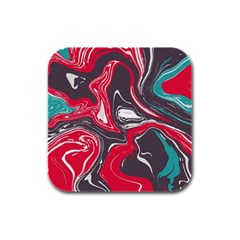 Red Vivid Marble Pattern 3 Rubber Square Coaster (4 Pack)  by goljakoff