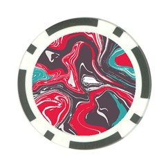 Red Vivid Marble Pattern 3 Poker Chip Card Guard (10 Pack)