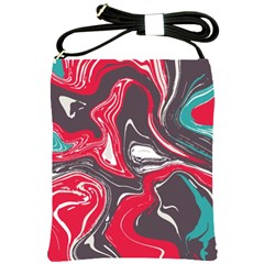 Red Vivid Marble Pattern 3 Shoulder Sling Bag by goljakoff