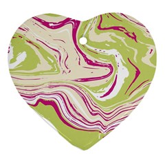 Green Vivid Marble Pattern 6 Heart Ornament (two Sides) by goljakoff