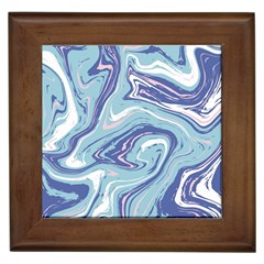 Blue Vivid Marble Pattern 9 Framed Tile