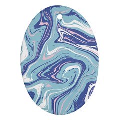 Blue Vivid Marble Pattern 9 Oval Ornament (two Sides) by goljakoff