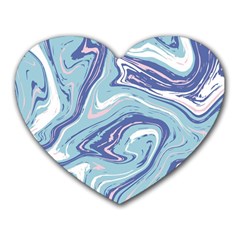 Blue Vivid Marble Pattern 9 Heart Mousepads by goljakoff