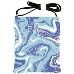 Blue Vivid Marble Pattern 9 Shoulder Sling Bag by goljakoff