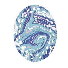 Blue Vivid Marble Pattern 9 Oval Filigree Ornament (two Sides) by goljakoff