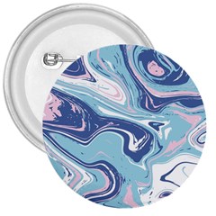 Blue Vivid Marble Pattern 3  Buttons by goljakoff