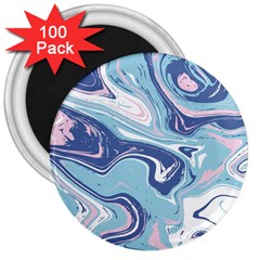 Blue Vivid Marble Pattern 3  Magnets (100 Pack) by goljakoff